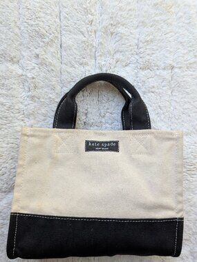 Kate Spade mini canvas tote cream and black